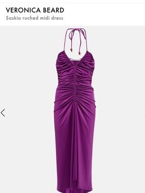 Veronica Beard Fuchsia Halter Ruched Midi Dress